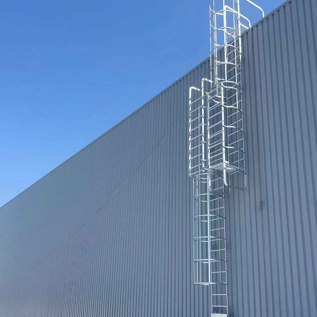 Fixed Steel Safety Cage Ladders