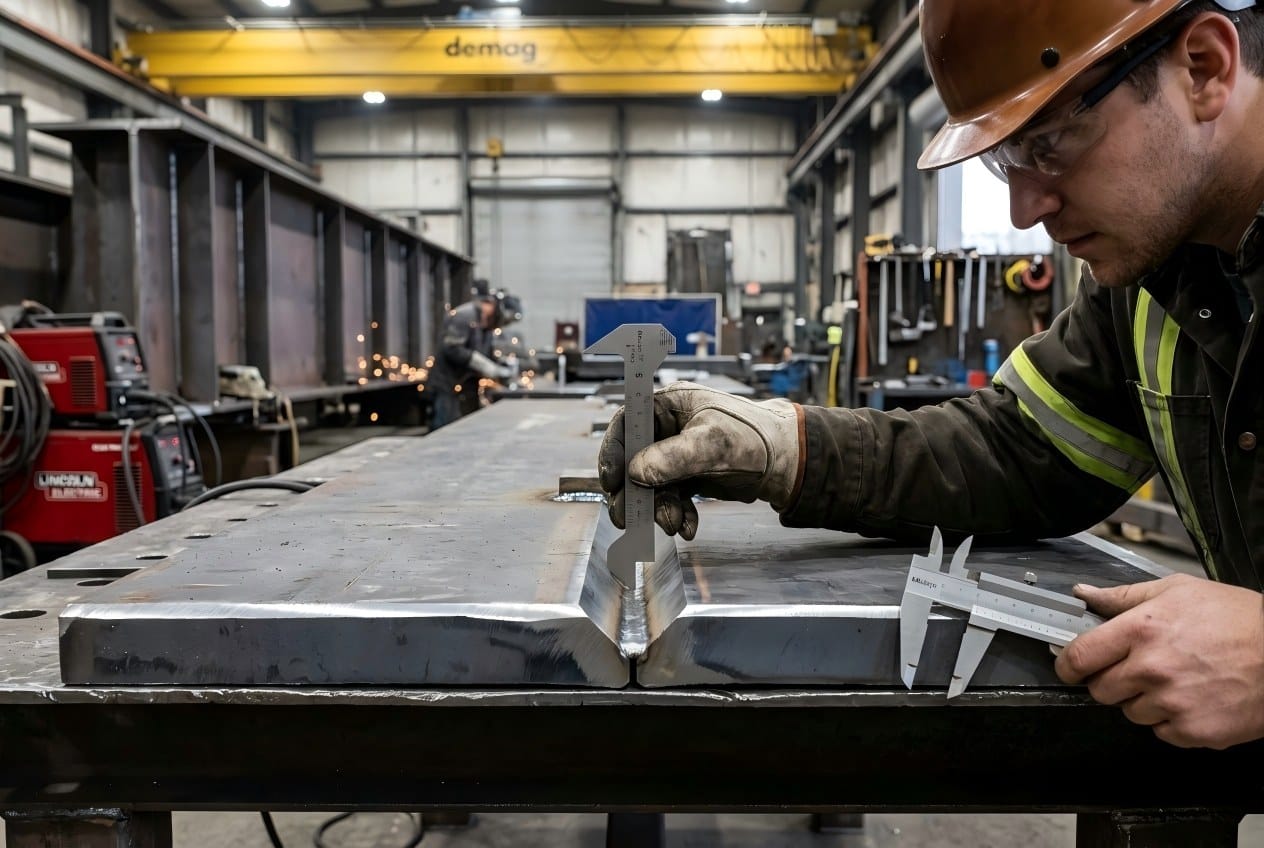 Steel structure joint bevel and fit-up inspection Bevel preparation and fit-up inspection